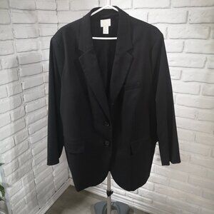 H&M Men's Size XL Black Fully Lined Straight Fit 2 Button Closure Blazer